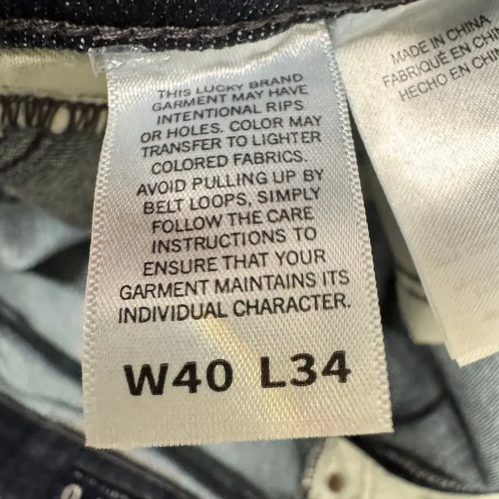 Lucky Brand Jeans Mens 40x34 (41x34 ACTUAL) 410 Athletic Slim‎ Blue Denim